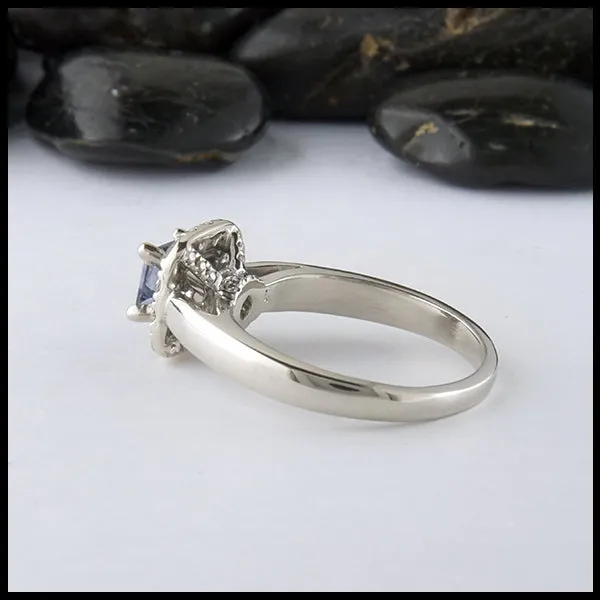 Ceylon Sapphire Halo Ring