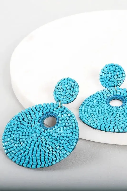 Circular Seed Bead Post Earrings