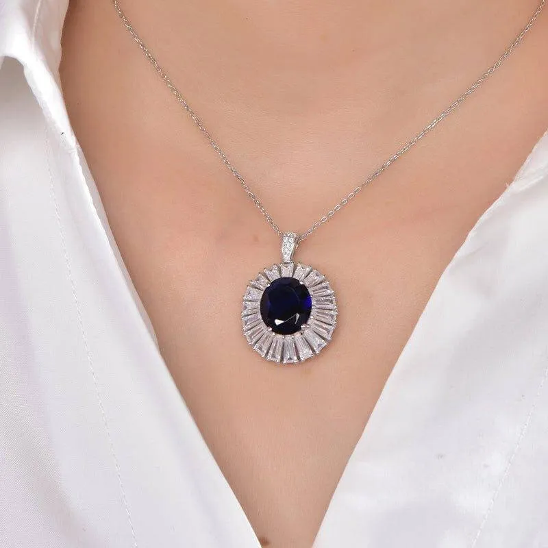 Classic Dark Blue Sapphire Necklace