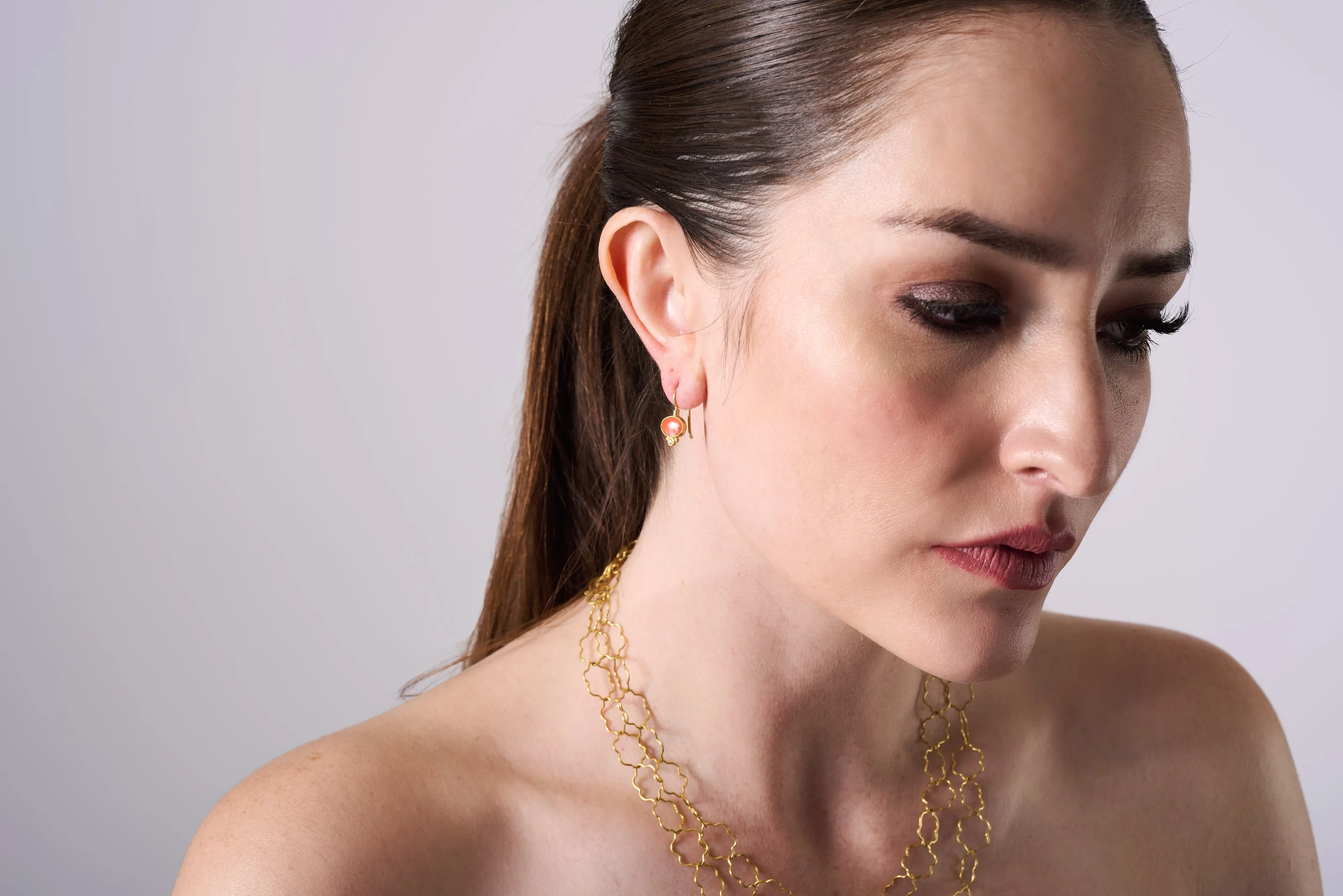 Coral and Diamond Earrings