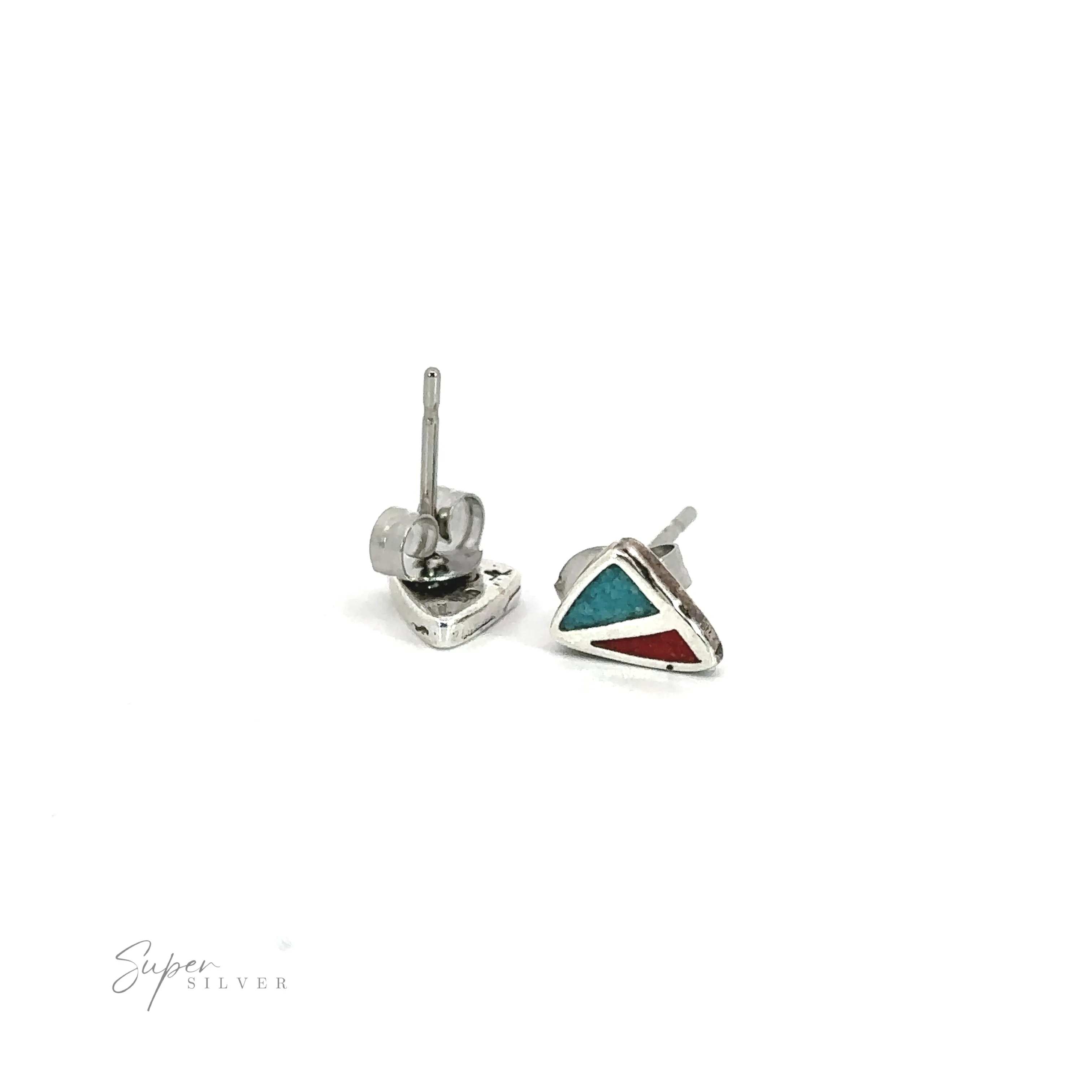 Coral and Turquoise Triangle Studs
