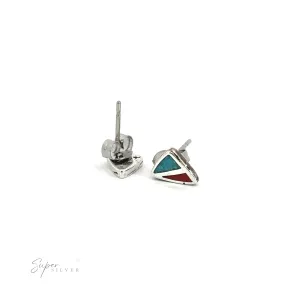 Coral and Turquoise Triangle Studs