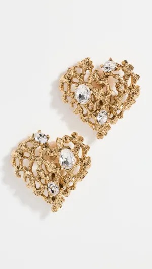 Coral Heart Earrings (clip on)