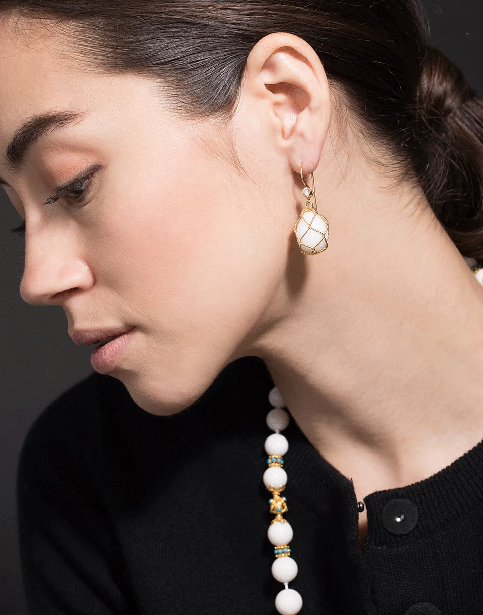 Coral Net Drop Earrings