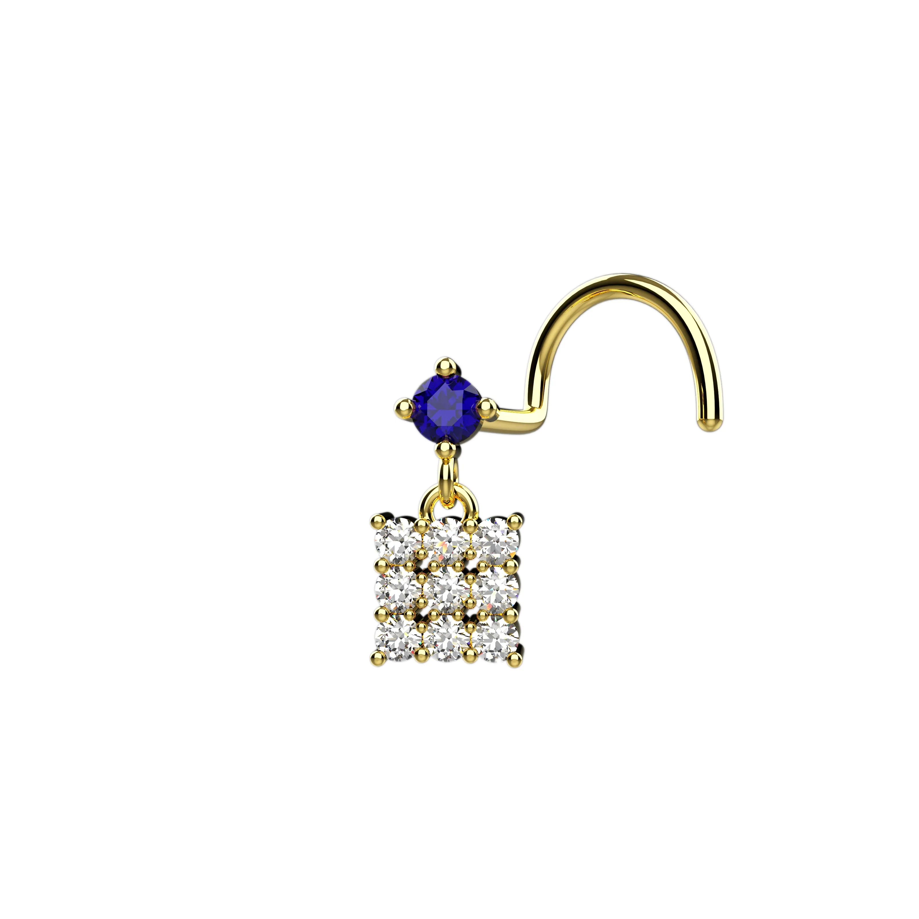 Dangling Nose Piercing Stud – Nose Ring with Dangle Charm