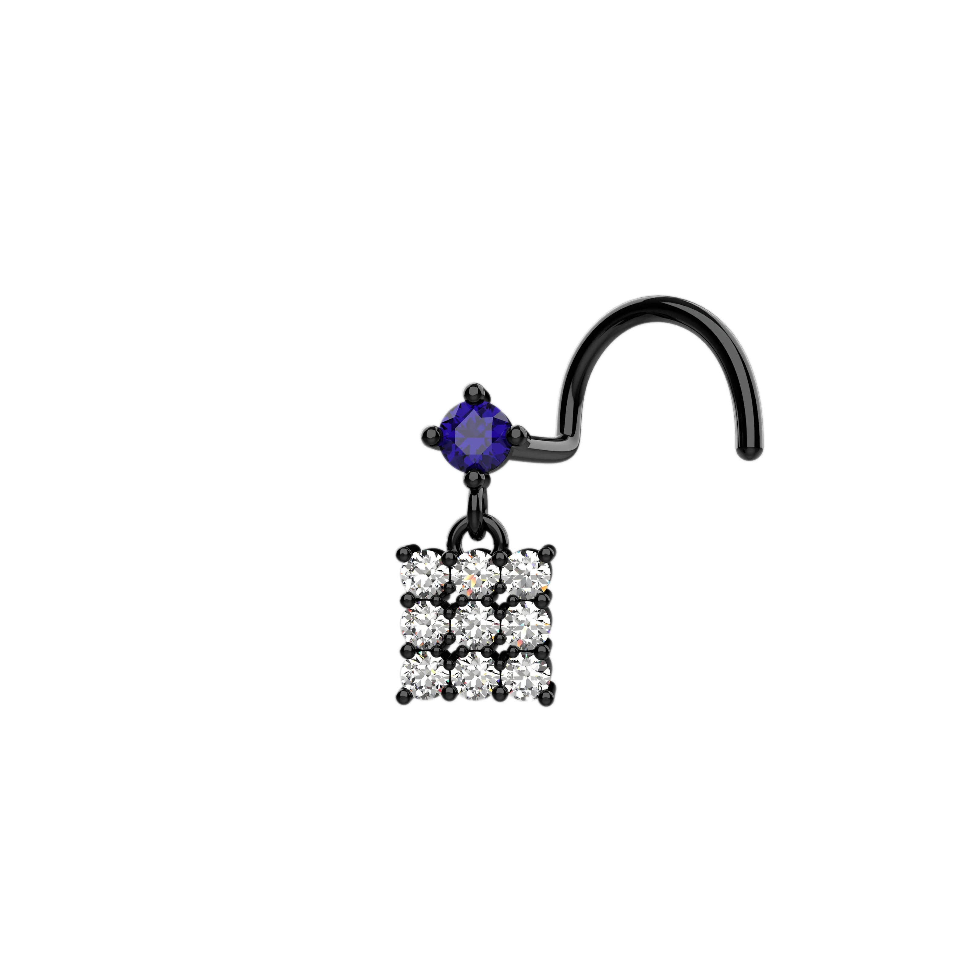 Dangling Nose Piercing Stud – Nose Ring with Dangle Charm