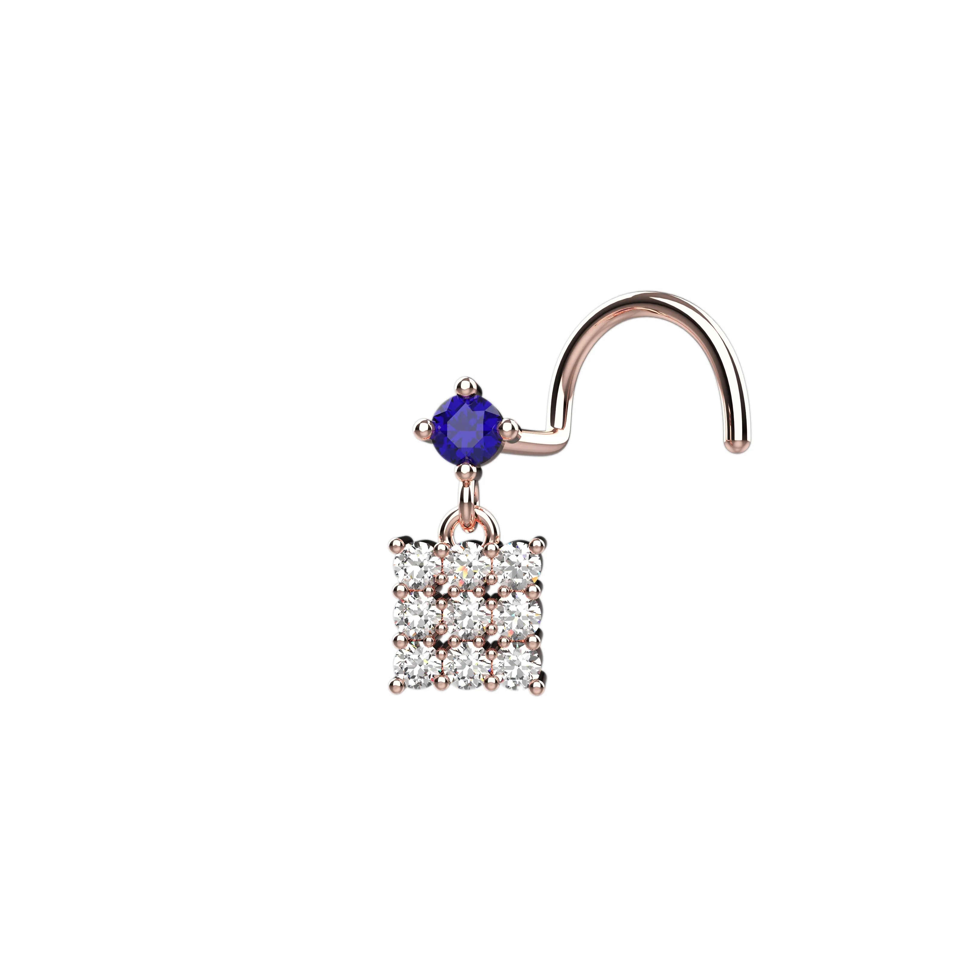 Dangling Nose Piercing Stud – Nose Ring with Dangle Charm
