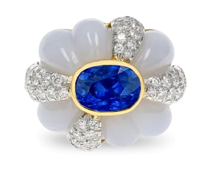 David Webb Sapphire and Diamond Ring