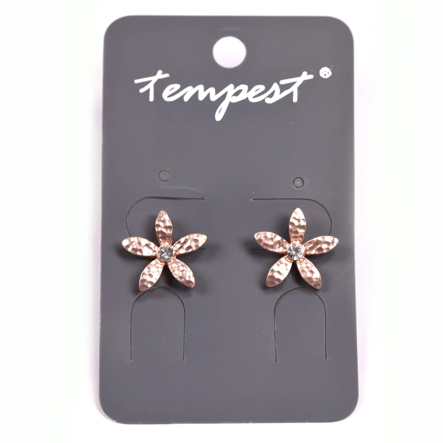 Detailed flower studs with center crystal