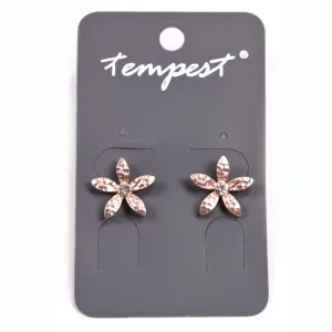 Detailed flower studs with center crystal