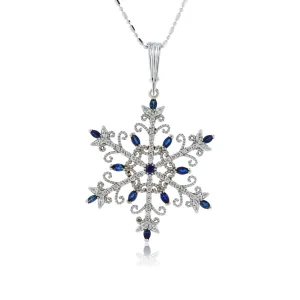Diamond and Sapphire Snowflake Pendant
