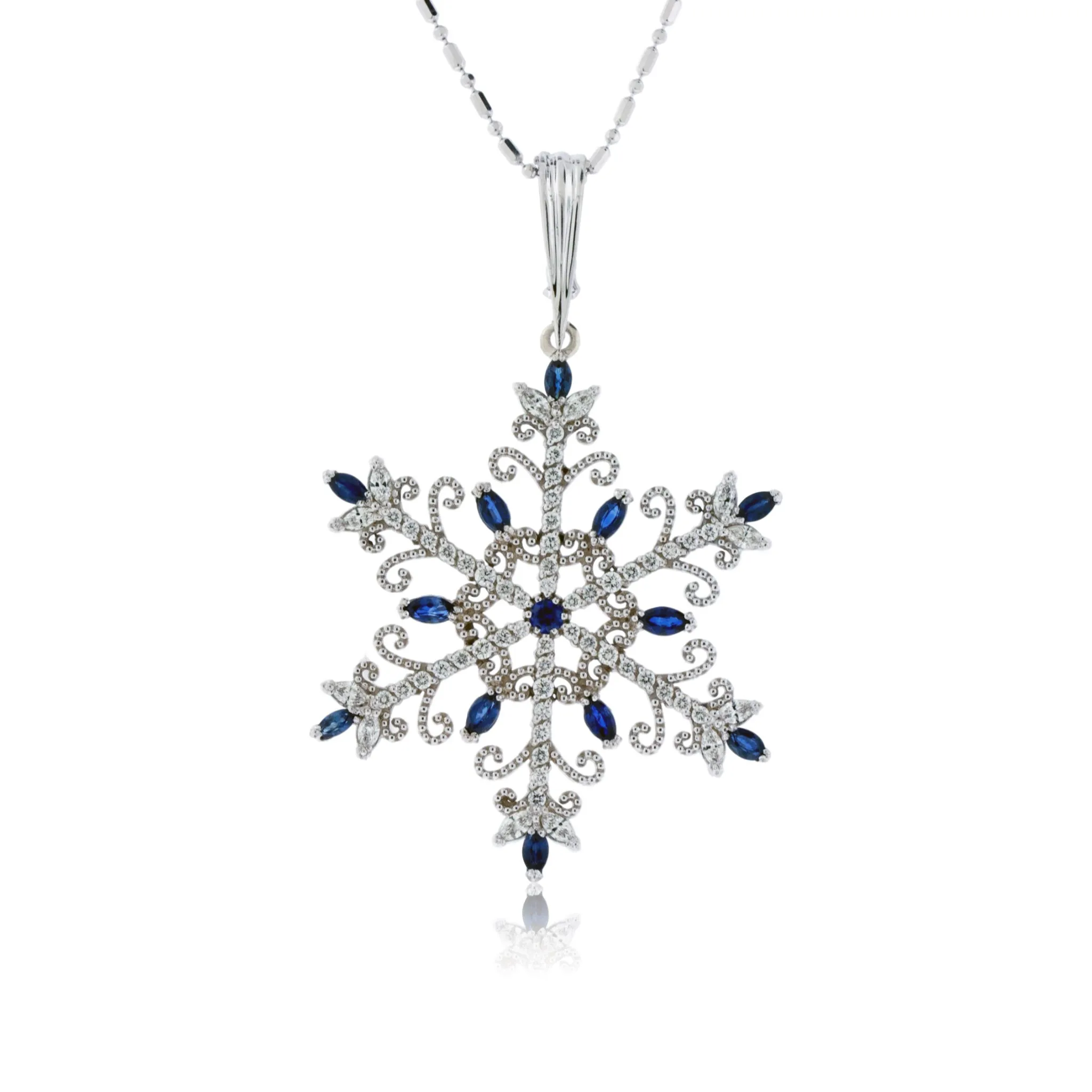 Diamond and Sapphire Snowflake Pendant