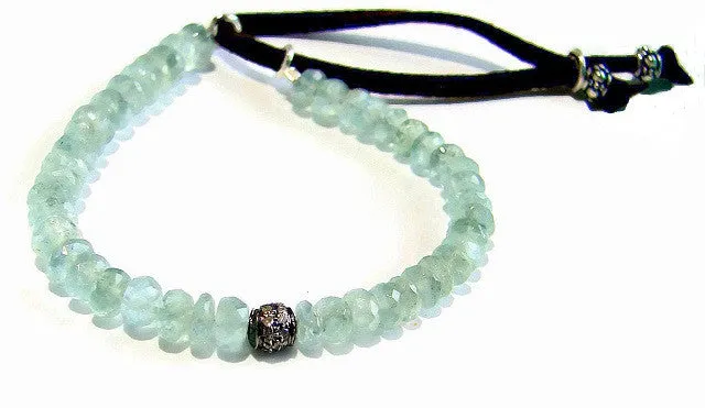 Dreams of a Sea Sparkle in Aquamarine Gemstones |  Adjustable Bracelet- Compassion Prosperity