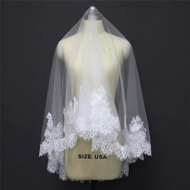 Drop Cut Soft Eyelash Lace Wedding Veil