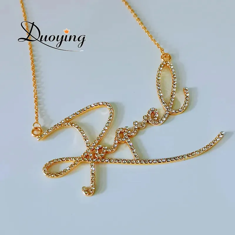Duoying Zirconia Initial Letters Necklaces Women Personalized Necklace with Names Crystal Pendant Necklace Mom Gift