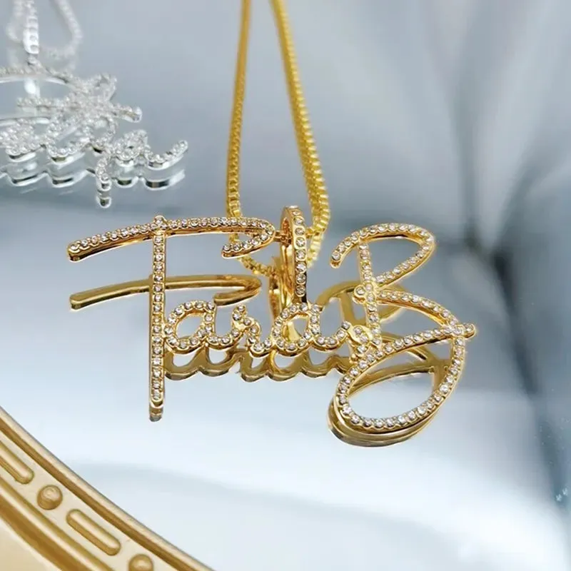 Duoying Zirconia Initial Letters Necklaces Women Personalized Necklace with Names Crystal Pendant Necklace Mom Gift
