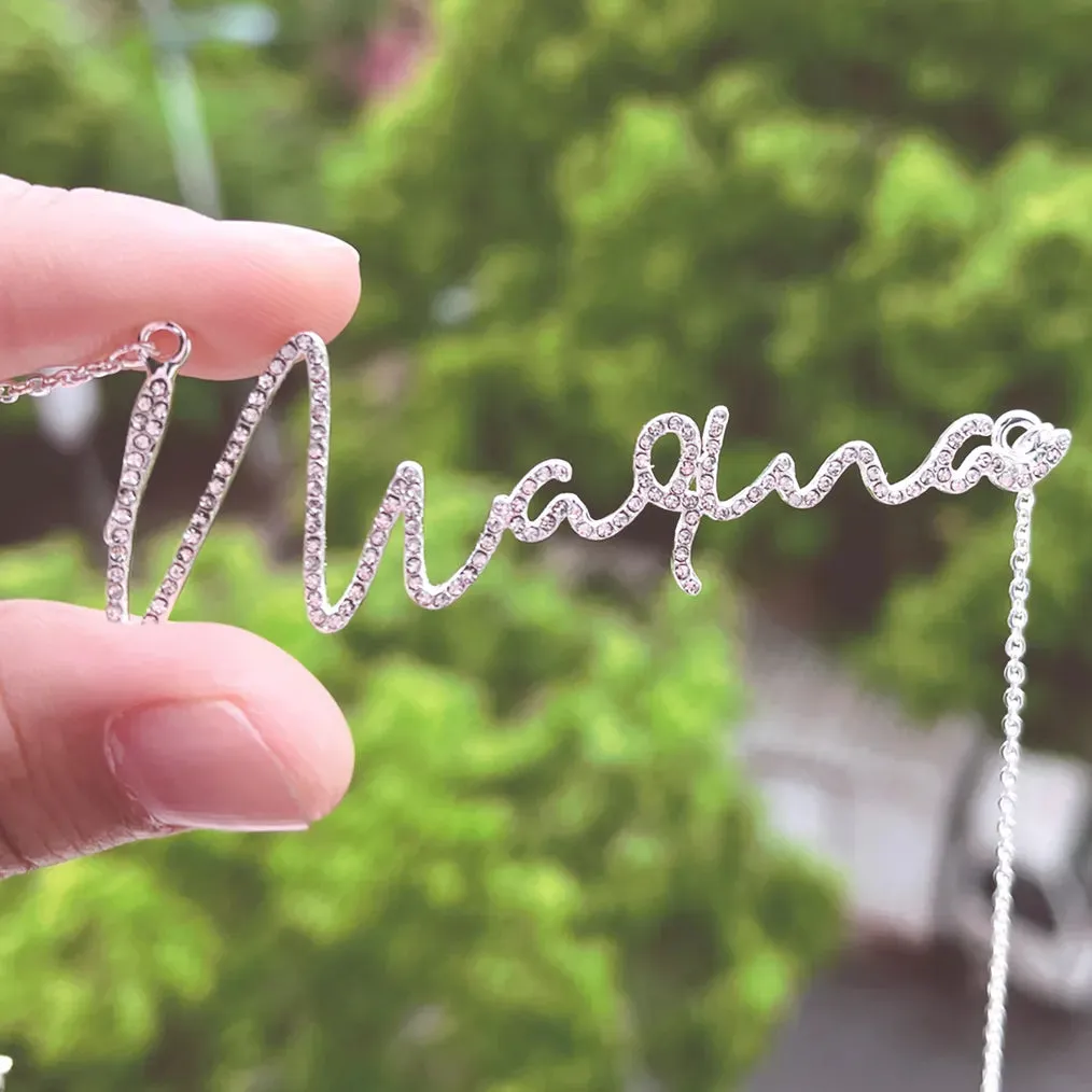 Duoying Zirconia Initial Letters Necklaces Women Personalized Necklace with Names Crystal Pendant Necklace Mom Gift