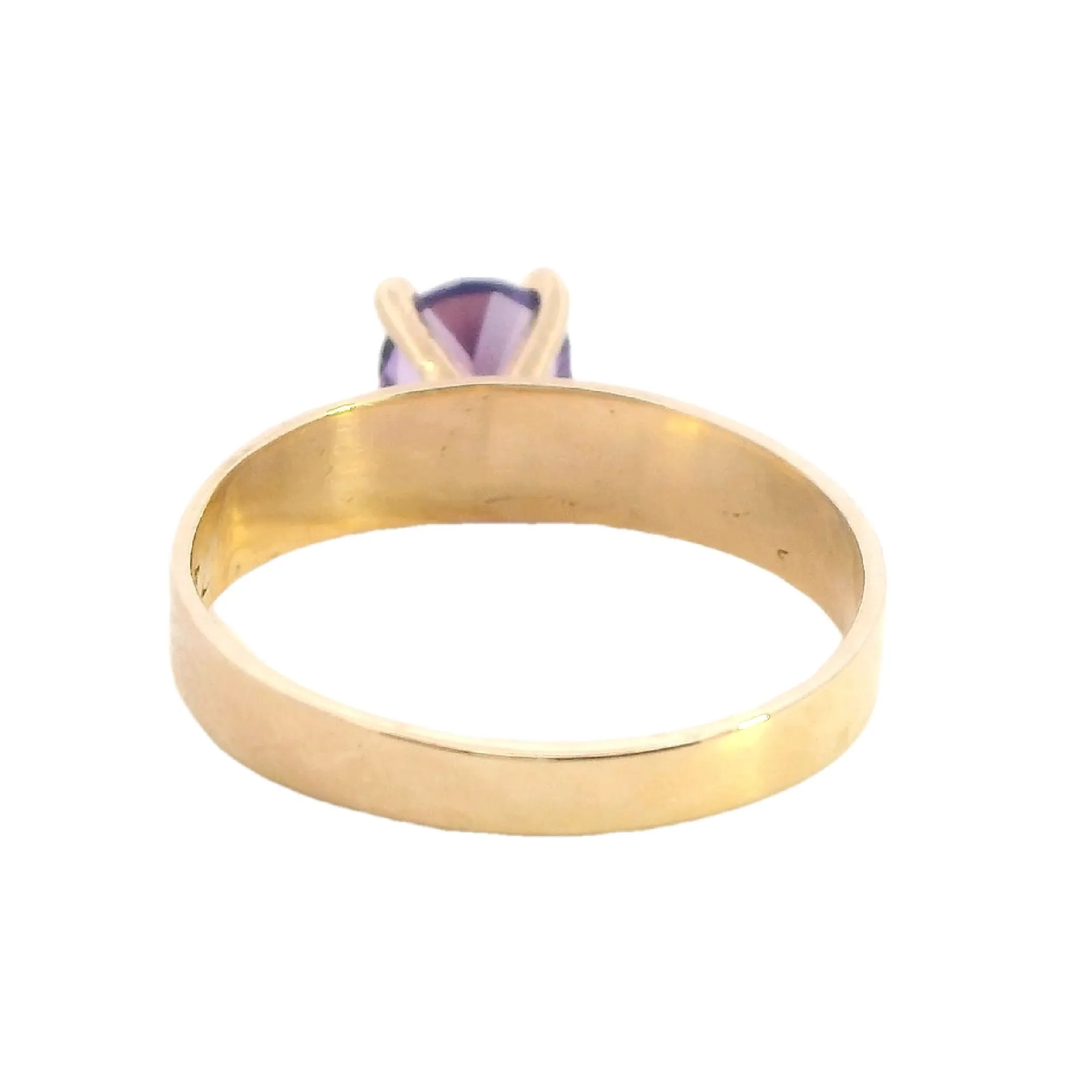Elegant Yellow Gold Synthetic Pink Sapphire Ring - Modern and Chic