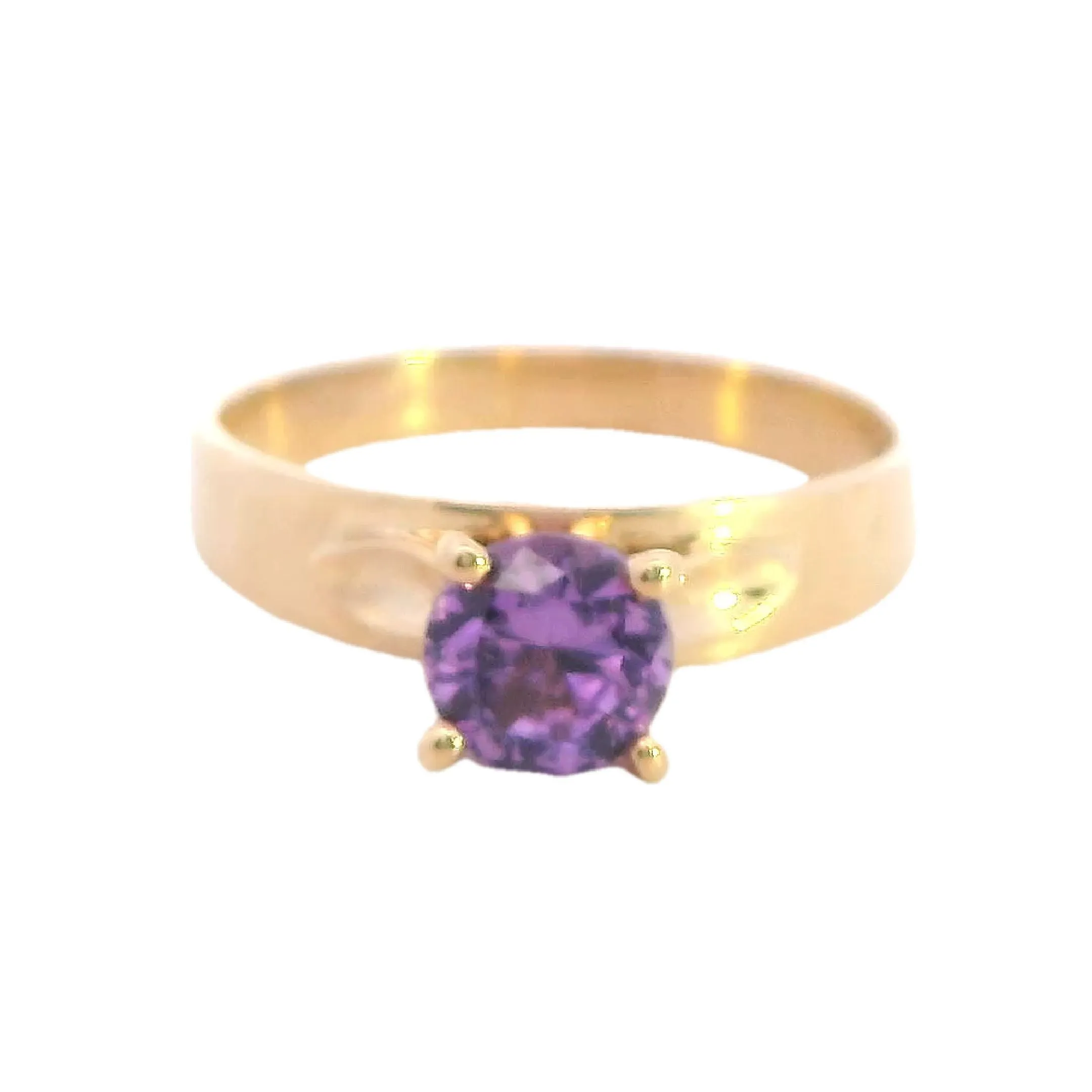 Elegant Yellow Gold Synthetic Pink Sapphire Ring - Modern and Chic