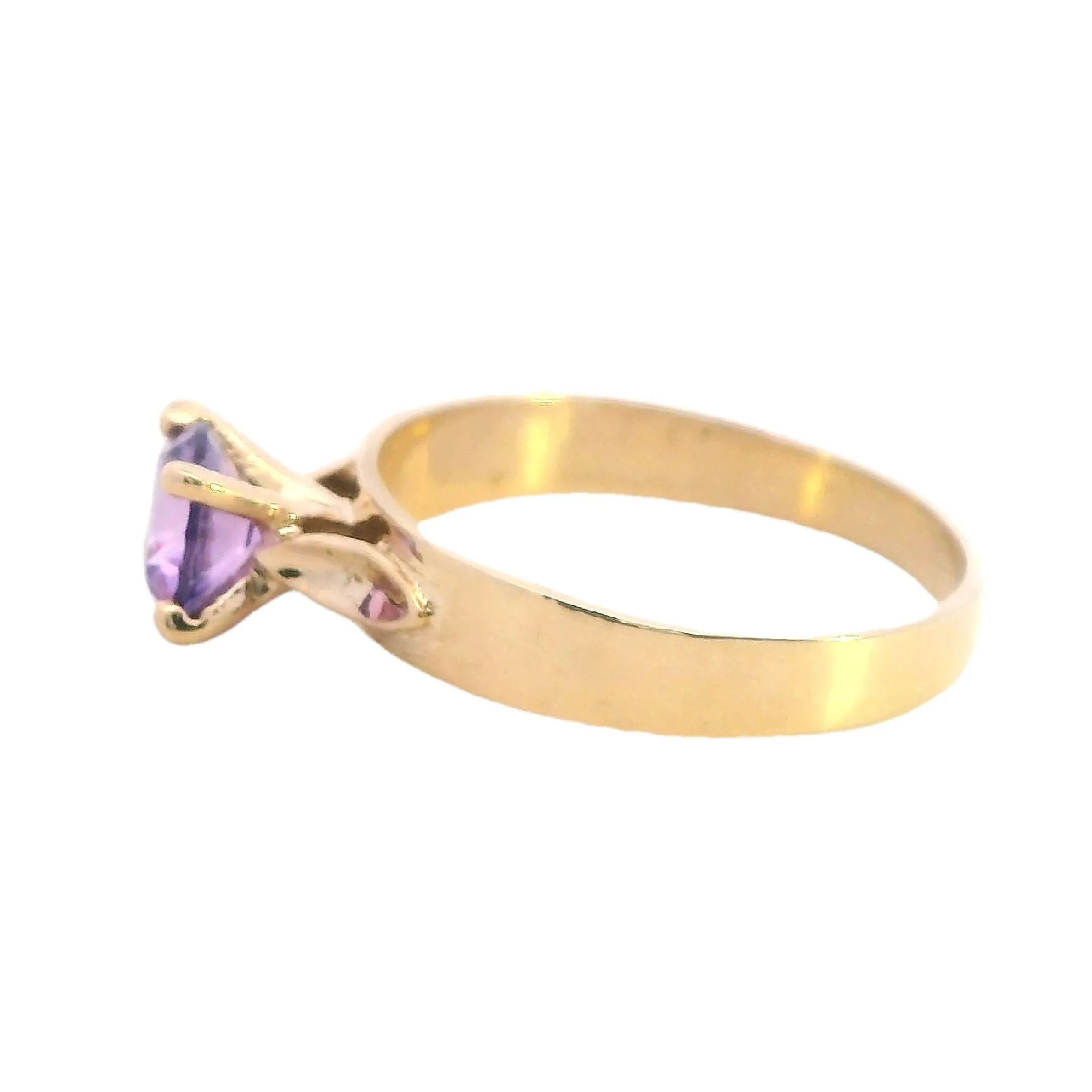 Elegant Yellow Gold Synthetic Pink Sapphire Ring - Modern and Chic