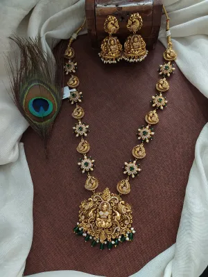 Embrace Divine Elegance With Antique Nagas Lakshmi Ji Floral Haram Set