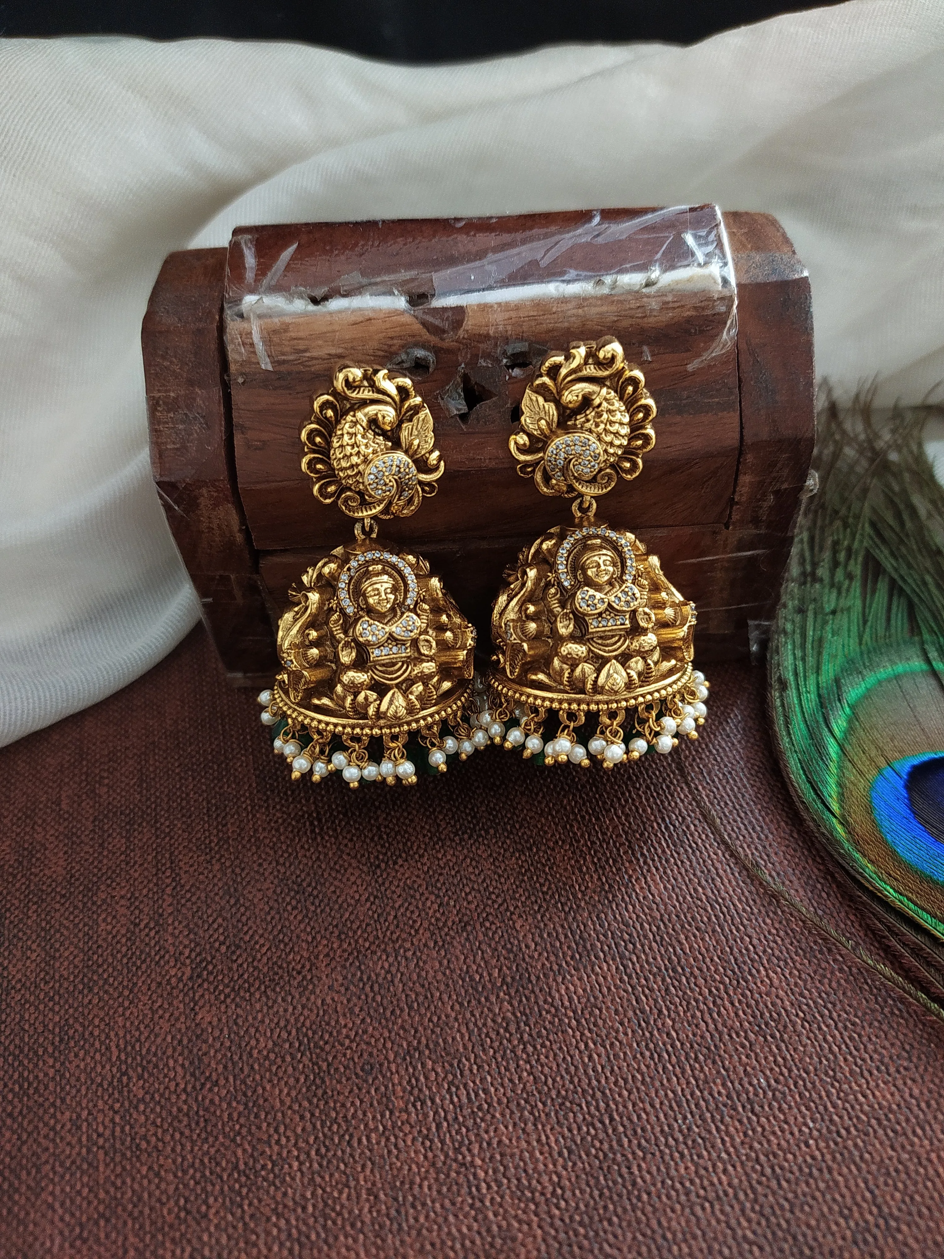 Embrace Divine Elegance With Antique Nagas Lakshmi Ji Floral Haram Set