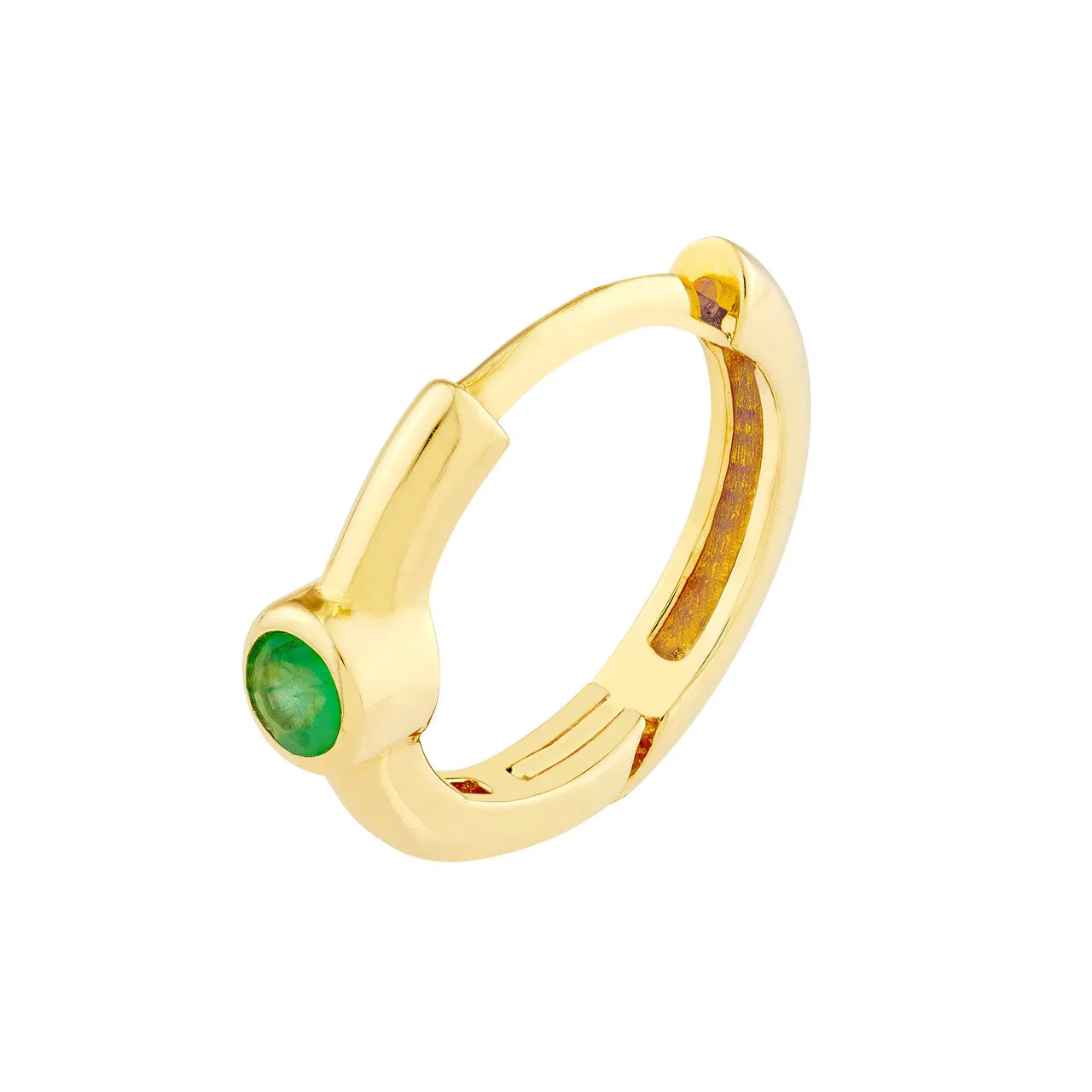 Emerald Bezel Hoop Earrings