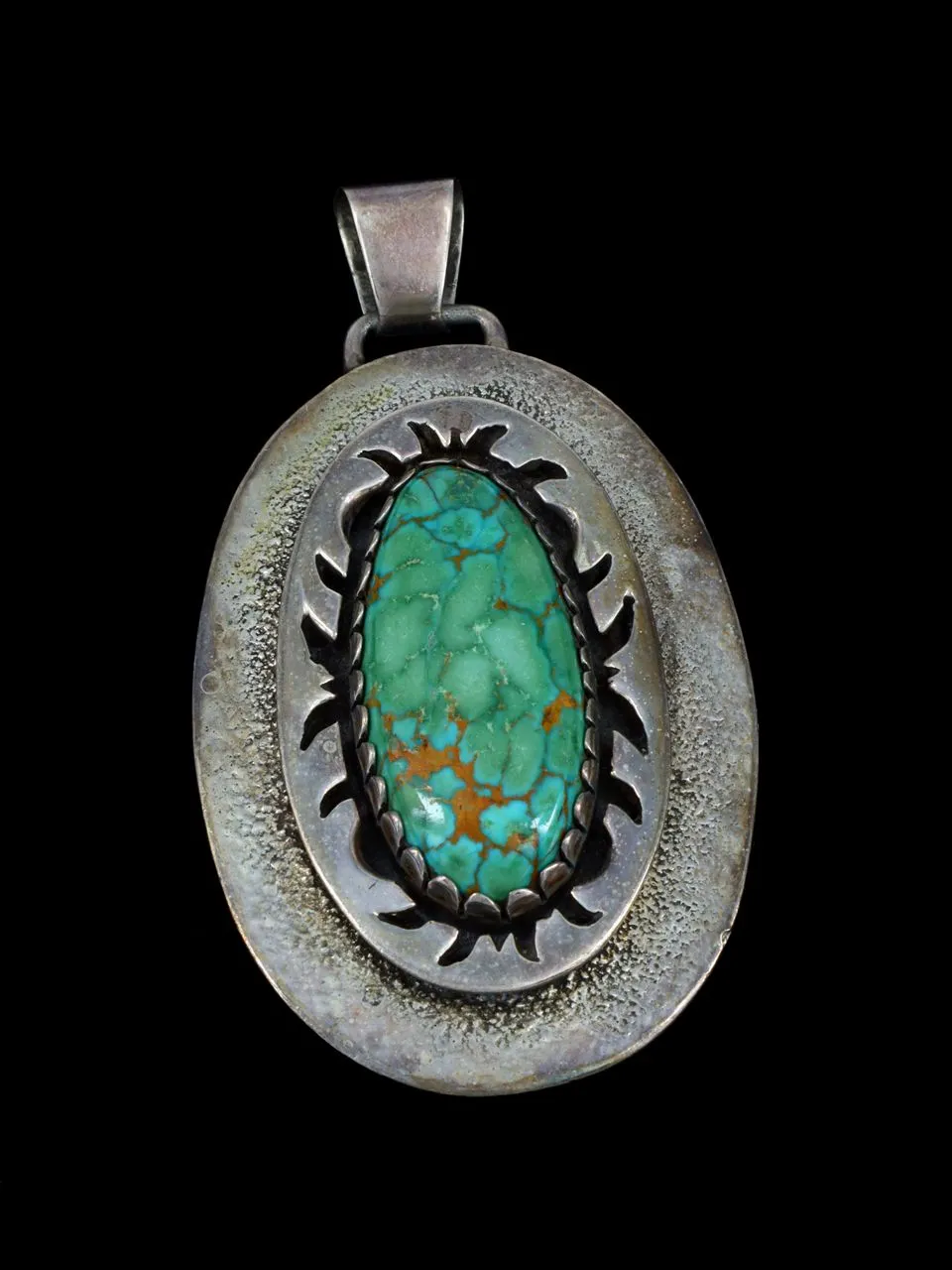 Estate Indian Jewelry Sterling Silver Turquoise Pendant