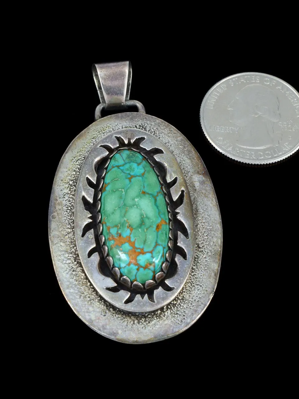 Estate Indian Jewelry Sterling Silver Turquoise Pendant