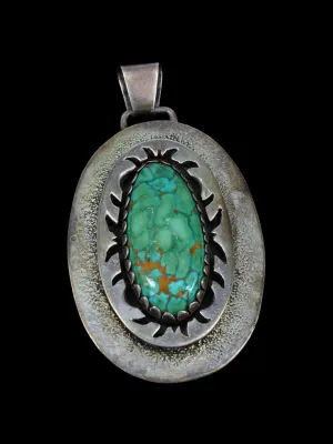 Estate Indian Jewelry Sterling Silver Turquoise Pendant