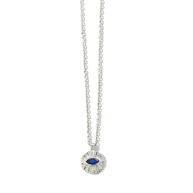 Evil Eye Amulet, Blue Sapphire, Silver