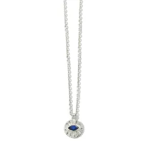 Evil Eye Amulet, Blue Sapphire, Silver