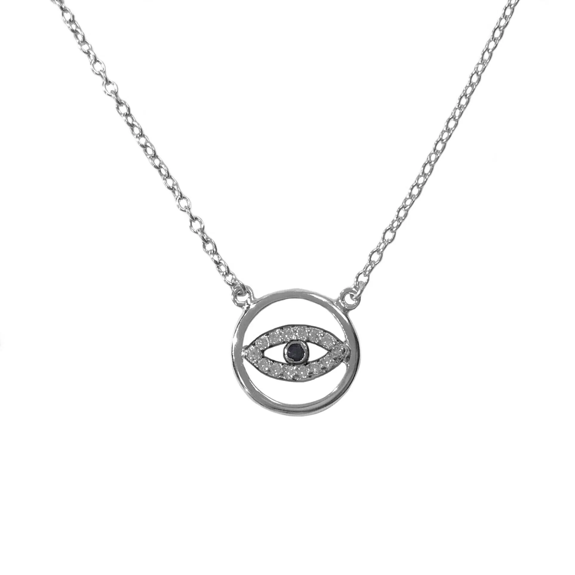 Evil Eye Hollow Disc Necklace