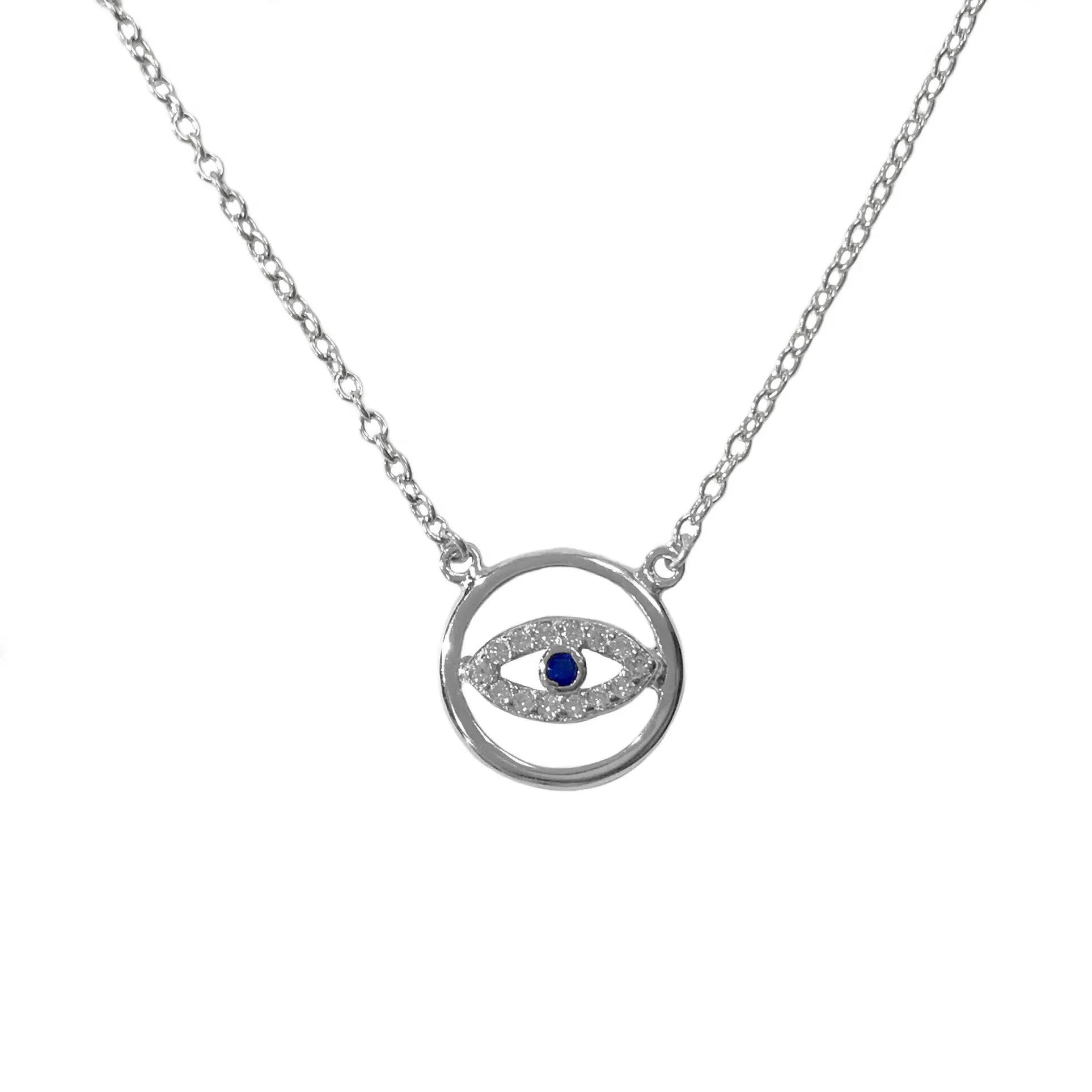 Evil Eye Hollow Disc Necklace