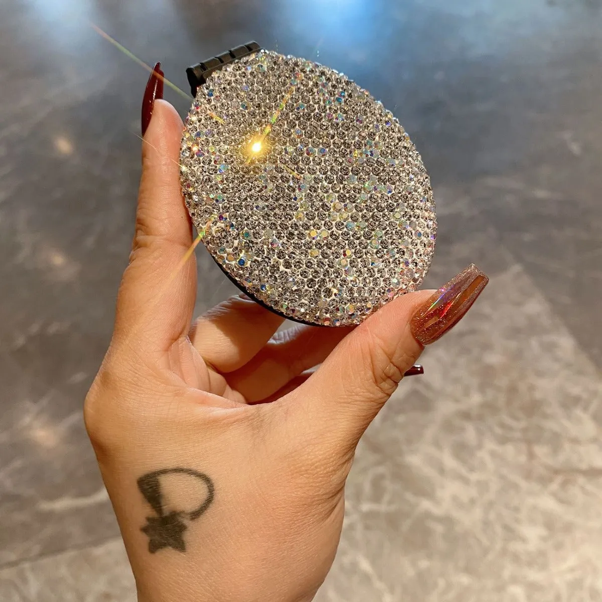 Folding Small Comb Portable High-Looking Diamond-Encrusted Cosmetic Smoothing Massage Comb