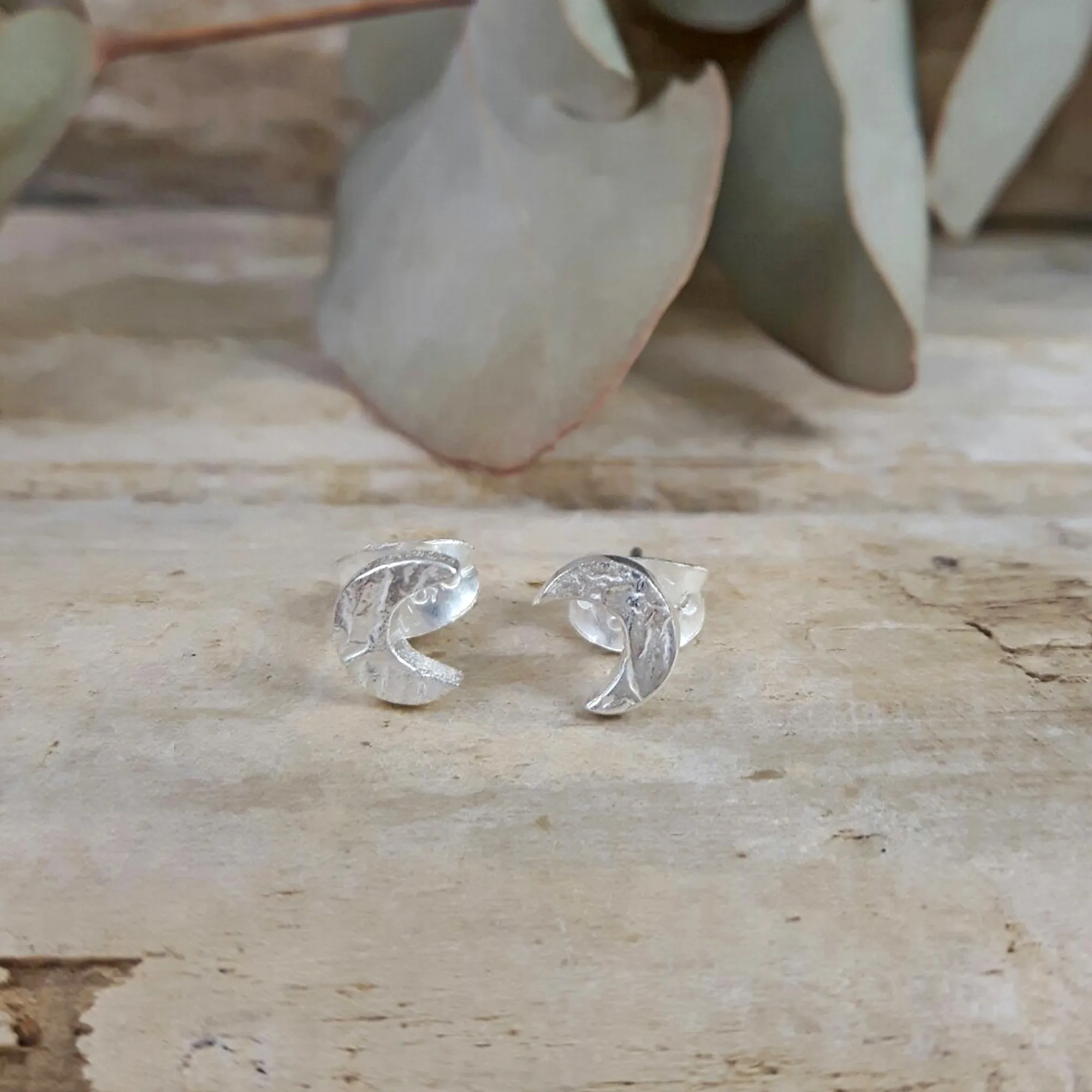 Foresta Tiny Moon Silver Stud Earrings