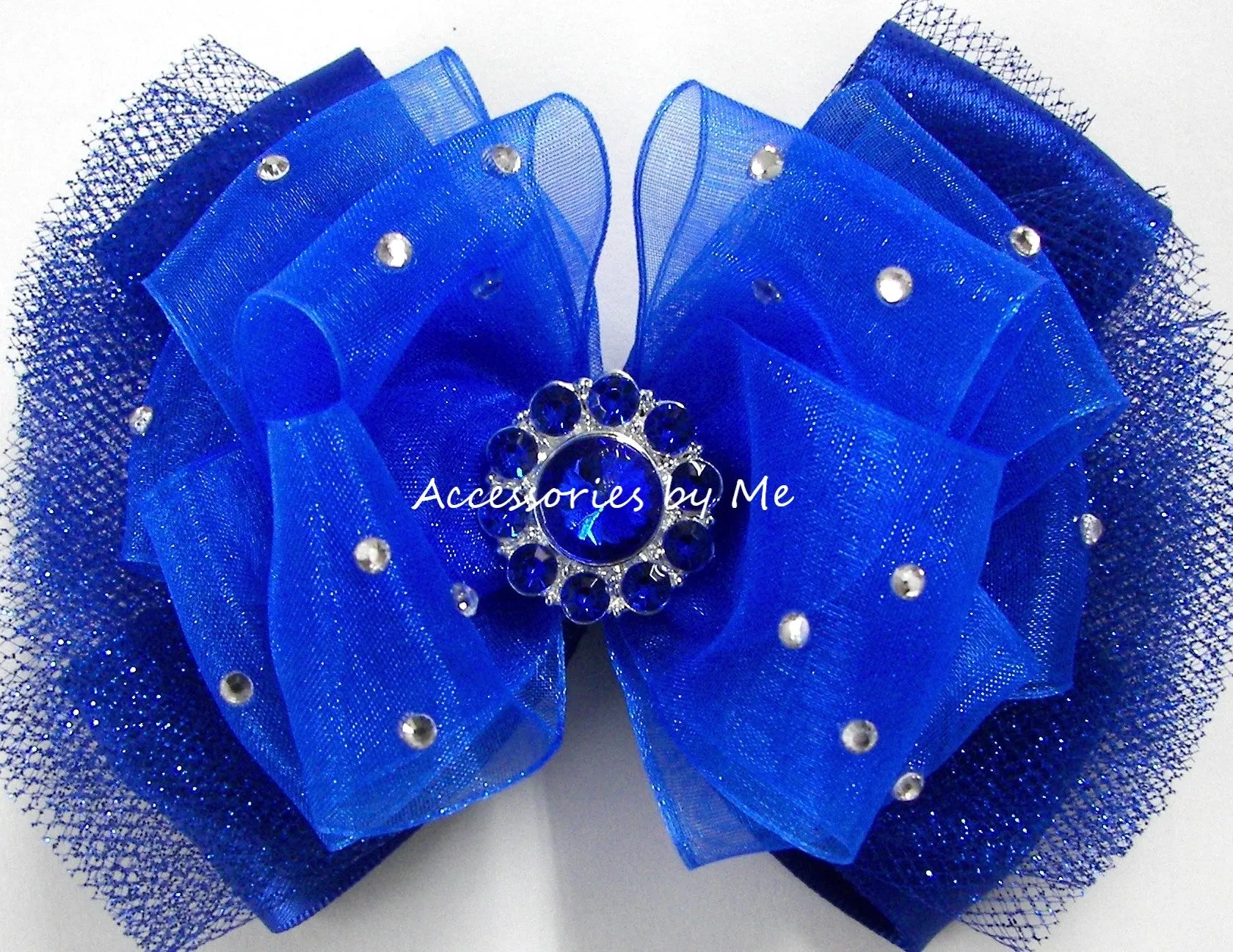 Glitzy Royal Blue Organza Tutu Hair Bow