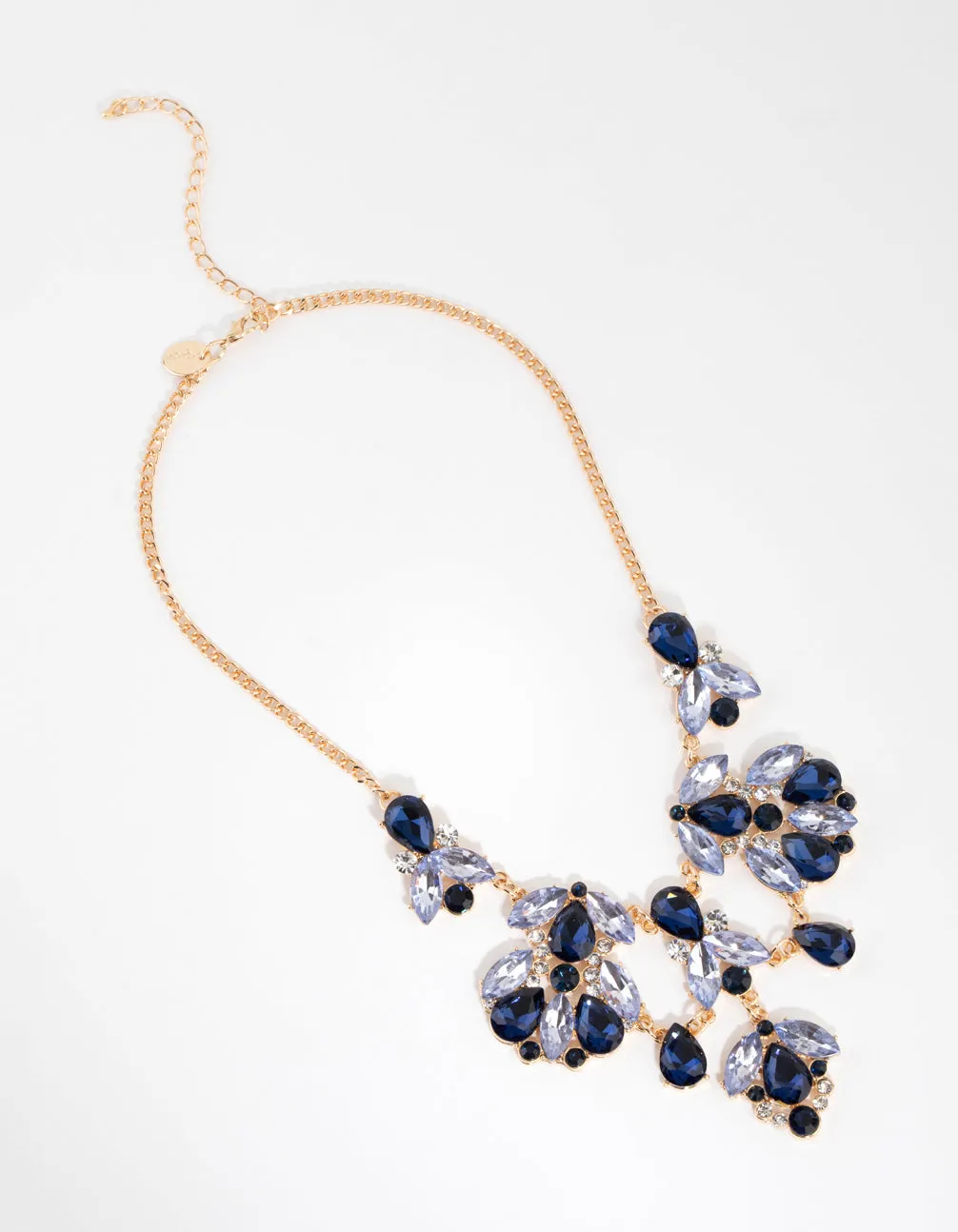 Gold Diamante Flower Statement Necklace