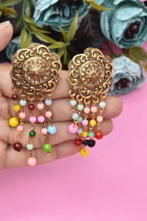 Golden Oxidized Earrings: Long, Party-Ready Glamour
