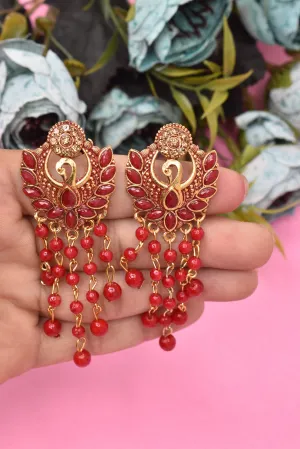 Golden Oxidized Earrings: Long, Stylish Party Glamour