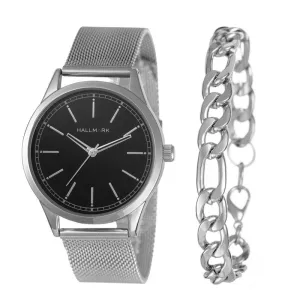Hallmark Gents Silver Watch 2 Piece Box Set- HBSM4058