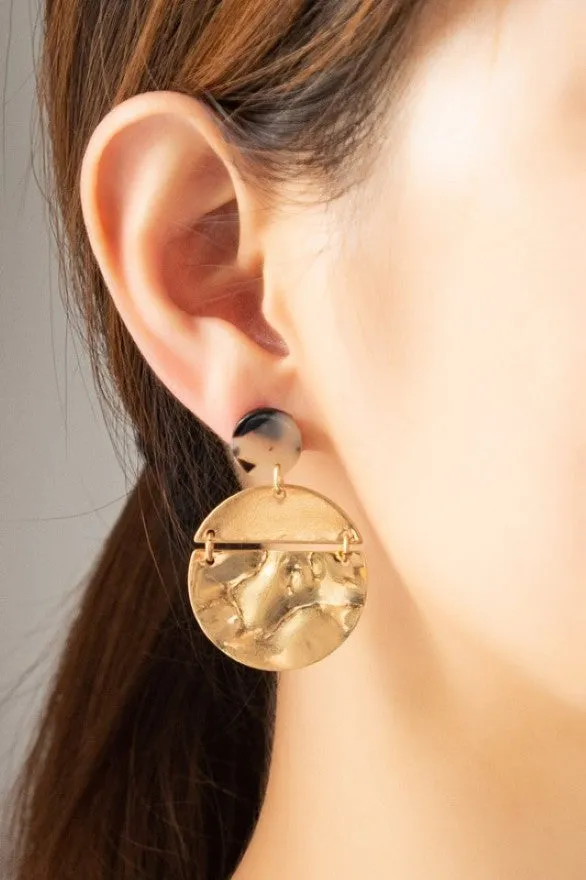Hammered circle drop earrings