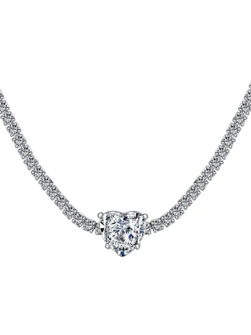 Heart Choker, Tennis Necklace, 925 Sterling Silver Zircon Nickel Free Hypoallergenic Luxury Silver Necklace