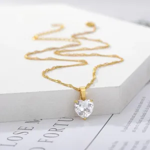 Heart Necklaces with Zircon Heart Pendant