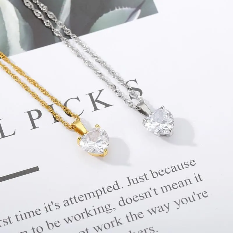 Heart Necklaces with Zircon Heart Pendant