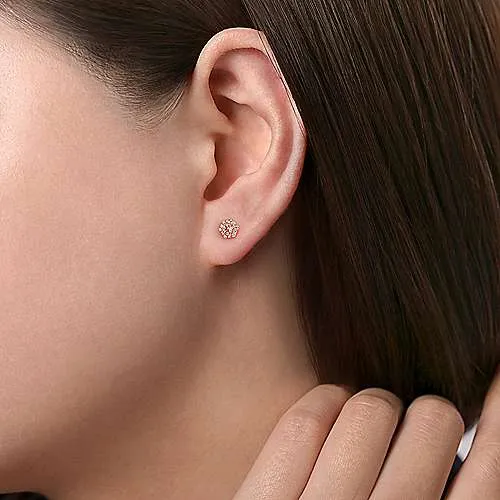 Hexagonal Morganite and Diamond Stud Earrings