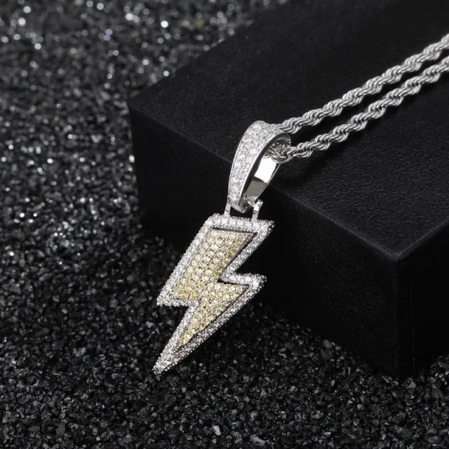 Jewelry 2020 Jewelry Fashion Full zircon lightning Necklace Chains For Boys Hip Hop Party Biker Men's Pendant Necklace Jewelry