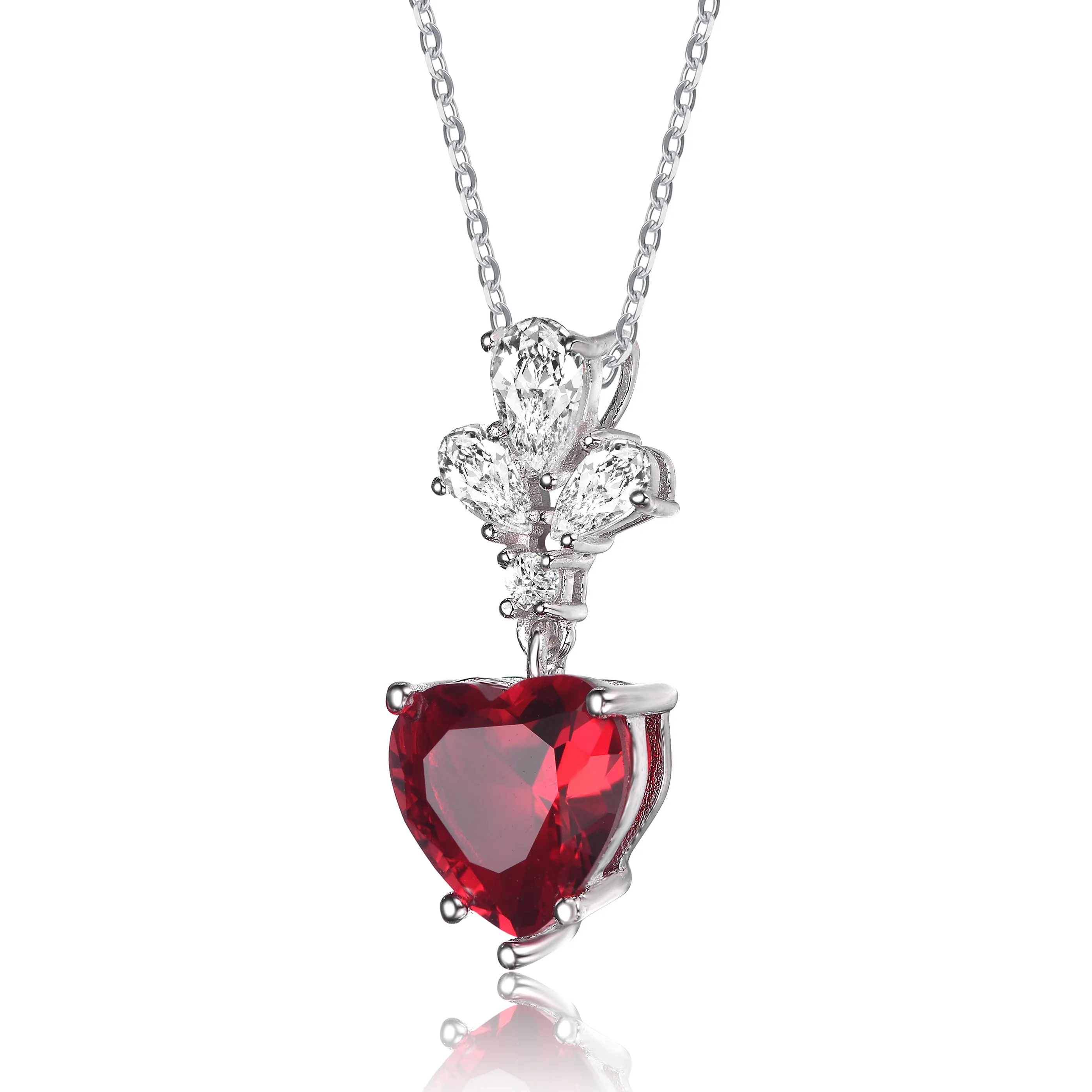 La Roche Dainty Blue Solitaire Heart Pendant Necklace