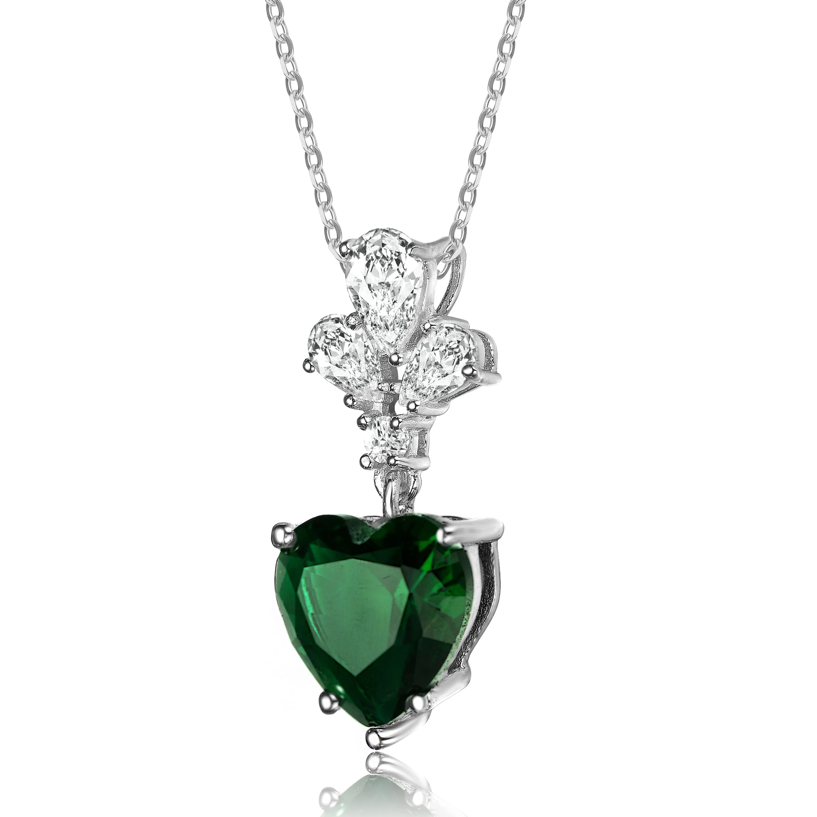 La Roche Dainty Blue Solitaire Heart Pendant Necklace