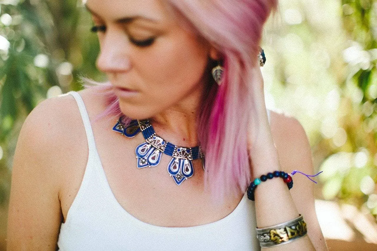 Lapis and Coral Himalayan Necklace